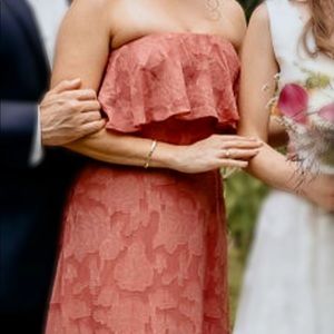 Lulu love floral strapless midi dress “You So Truly Rusty Rose Burnout”